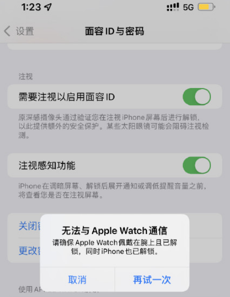 iPhone13无法用Apple Watch解锁怎么回事2